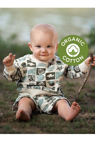 Antebies Okyanus Desen Sweatshirt Renkli