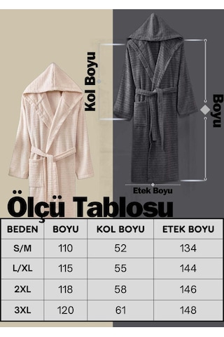 Doğa 2'li Set Antrasit Bej Kapüşonlu Bornoz Antrasit - Bej