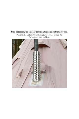 Jeehugo Çadır Bacası Dış Katmanı İçin Paslanmaz Çelik Isı Yalıtım Ve Yanma Önleme Ağı, 90x320mm Gümüş