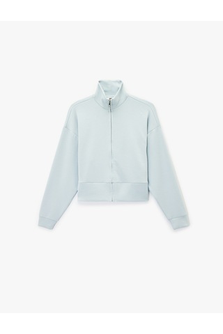 Koton Uzun Kollu Dik Yaka Fermuarlı Sweatshirt Mavi 6wak10285ek Mavi