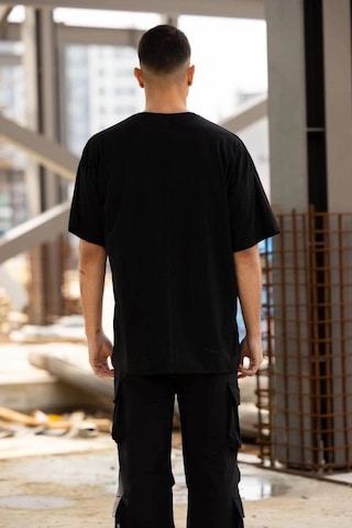 Freedom Storee Erkek Kısa Kol Tişört Bisiklet Yaka Los Angeles Baskılı T-shirt - Siyah Çok Renkli