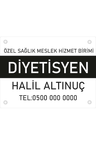 Kişiye Özel Diyetisyen Pvc Levha 40x30 Cm