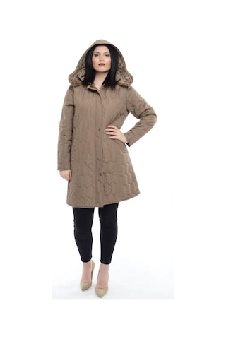 Vetre Kadın Kapitone Mont (95 Cm) Vizon Büyük Beden 1016 Çok Renkli