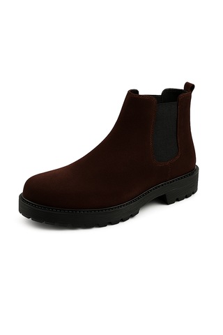 Growish Gre0157-2 Hakiki Süet Deri Kaydırmaz Koku Yapmaz Kalın Taban Chelsea Üst Kalite Bot Kahverengi