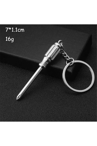 Tornavida Şekil Paslanmaz Metal Anahtarlik Çok Renkli