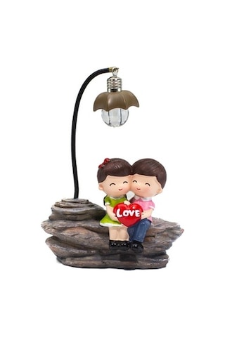 Kayada Oturan Romantik Genç Çiftler Işıklı Biblo 16 Cm