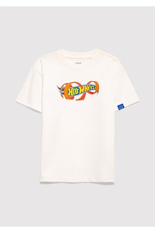 Mavi - Hot Wheels Baskılı Ekru Tişört 6610428-70057