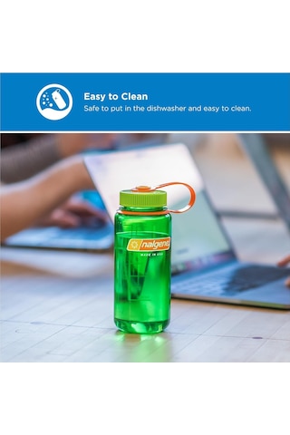 Nalgene Sustain Tritan Bpa İçermeyen Su Şişesi,%50 Plastik Atıktan, 473 Gr, Geniş Ağız, Yeşim Taşı Çok Renkli