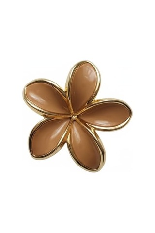 Lotus Saç Tokası Büyük Boy 8 Cm, Tekli Saç Tokası, Lotus Çiçeği Tasarımı Kahverengi Çok Renkli