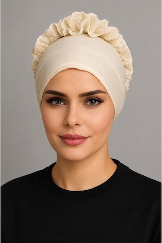 Aldaıyr Fırfır Bone Tesettür Bone Bej2