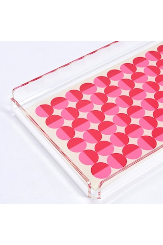 Vals Pleksi Renkli Pembe Tepsi 40x17 Cm Çok Renkli