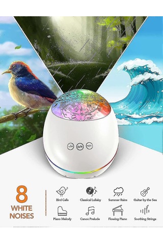 Kuzey Işıkları Aurora Projektör, Beyaz Gürültü İle 3'ü 1 Arada Çok Renkli