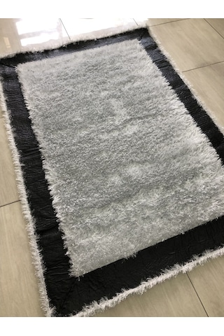 Saray Halı Simli Deri 125X180 Gri Siyah Beyaz Derili Simli Halı !