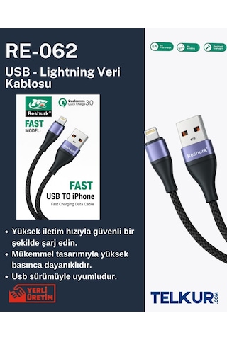 Ferro Reshurk Re-062 Usb-c & Lightning Metal Uclu 1000cm 6a Hasır Data - Şarj Kablosu