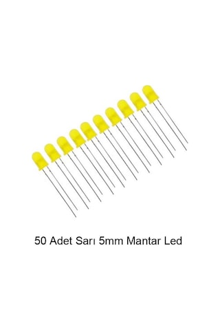 5mm Sarı Mantar Led Diyot Yüksek Parlaklık - 50 Adet Ekonomik Paket