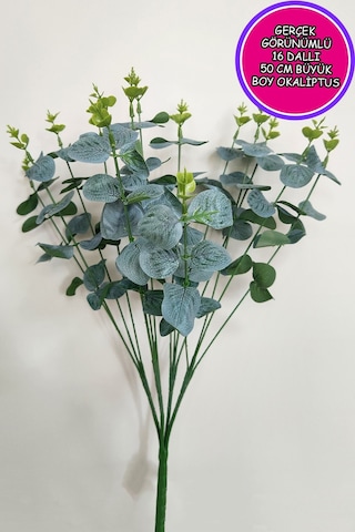 Gerçek Görünümlü 4 Demet 16 Dallı Okaliptus Yapay Çiçek Bitki 1.sınıf Kalite