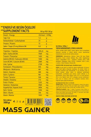 Mustang Nutrition Mass Gainer Karbonhidrat Tozu 5000 Gr 50 Servis Çilek + Shaker + Protein Kahve Hediyeli Çilek Aromalı