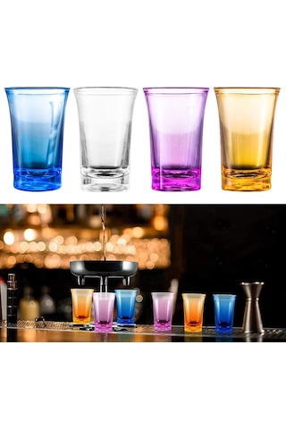 Sones 35ml Bar Partisi Akrilik Renkli Bardak Mini Likör Bardağı, Renk: Mavi