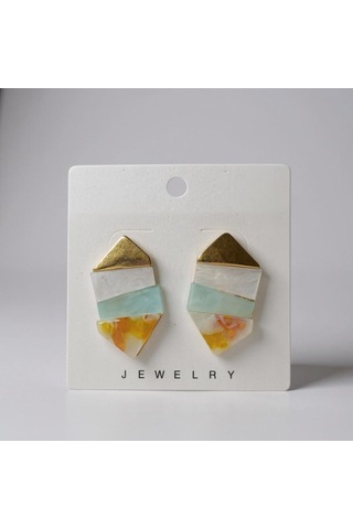 Renkli Geometrik Tasarım Küpe - Modern Ve Canlı Çok Renkli