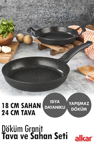 18 Cm Sahan 24 Cm Tava Döküm Yanmaz Yapışmaz Tava Ve Sahan Seti Diğer