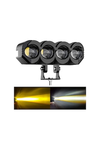 2 Adet Motosiklet 4 Led Lazer Sis Farı Delici Beyaz Sarı Çift Renk Metal Baykuş Led Işık