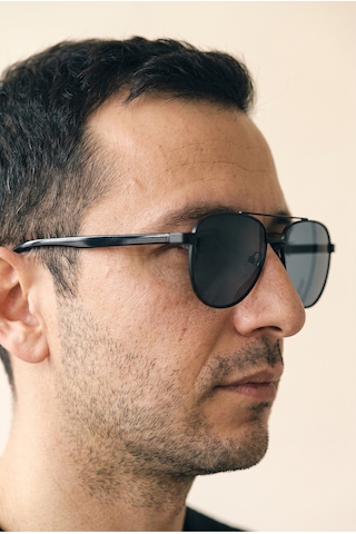 Erkek Uv 400 Koruma Polarize Metal Çerçeve Siyah Erkek Güneş Gözlüğü