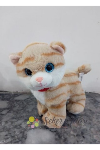 Sevimli Ayakta Duran Miyavlayan Peluş Kedi 20 Cm Sesli Kedi Oyuncak 1 Çok Renkli