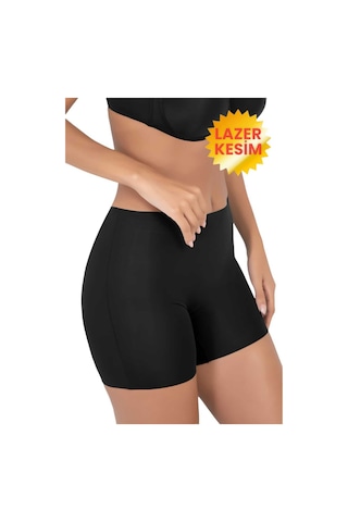 Uniquetrenders Kadın Lazer Kesim Ve Toparlayıcı Yüksek Bel Boxer Korse 2'li Set Siyah - Ten Rengi