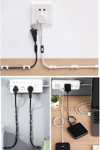 20'li Yapışkanlı Kablo Sabitleyici Şeffaf Klips Çok Renkli