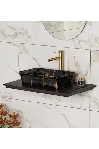 Lena - Tezgah Üstü Porselen Lavabo Mermer Desenli Outlet - Eh-4680m7- Diğer