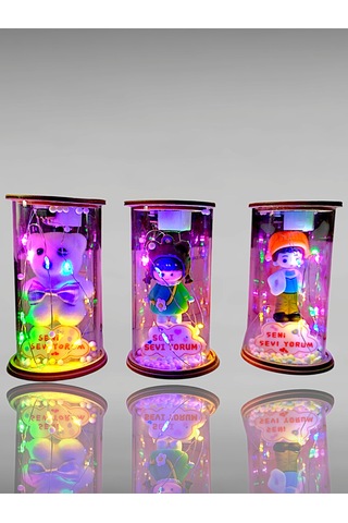 Led Işıklı Sevgililer Günü Cam Aşk Fanusu Orta Boy-pil Hediyeli