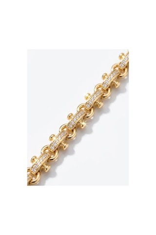 Premium Tasarım Taşlı Geometrik Formlu Gold Modern Bileklik Altın