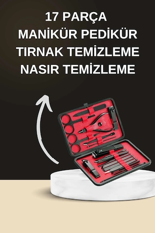 Elektrikli Manikür Pedikür Seti İkili Set 17 Parça Tırnak Bakımı Nasır Temizleme Tırnak Şekillendirm