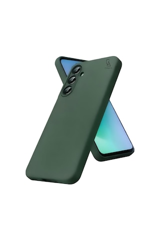 Samsung Galaxy A37 İle Uyumlu Kılıf Esnek Premium Telefon Kılıfı Ve Temperli Cam Ekran Koruyucu Koyu Yeşil