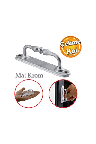 Küçük Kıvrık Çekme Kolu Sürgülü Kapı Tutma Kulpu Kulbu Tutamağı Kol Mat Krom Renk 12 Cm İki Vidalı