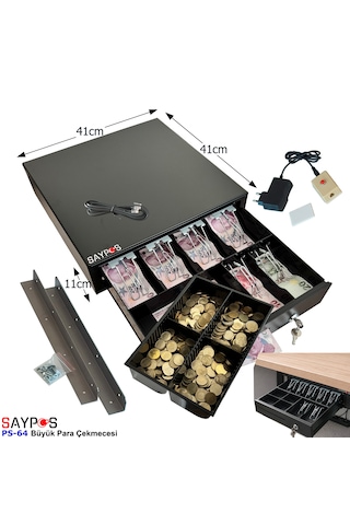6 Banknot Gözlü Kolay Açma Butonlu Ve Montaj Askılı Takım Halinde Para Çekmecesi 41x41x11cm