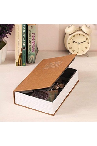 Kitap Şeklinde Gold Büyük Boy Gizli Güvenlik Kitap Görünümlü Hazi
