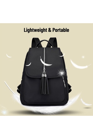 Fosenze Kadınlar İçin Sırt Çantası, Su Geçirmez Nilon Oxford Kumaş, Anti-hırsızlık Cep, Tassel Tasarım, Seyahat Ve Günlük Kullanim İçin Siyah Çok Renkli