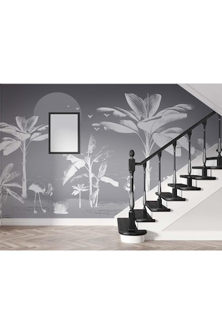 Beyaz Tropikal Ağaçlar Duvar Kağıdı