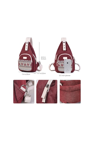 Mini Kadın Sling Çanta Göğüs Omuz Sırt Çantası Tuval Günlük Sırt Gri