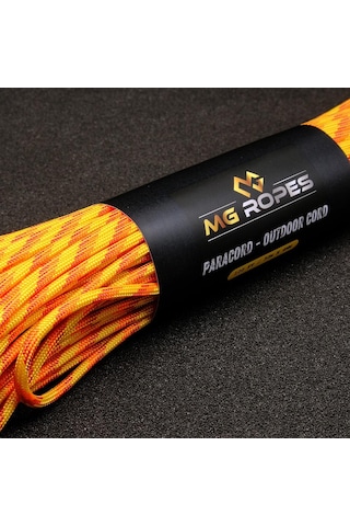 Mg Ropes Polyester Paracord İp 4 Mm Sarı Turuncu Desen 30 Metre Turuncu