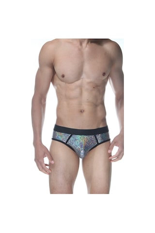 Erkek Gri Fantezi Giyim Simli Parlak Desenli Jockstrap Hf102105