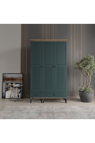 Beenal Nisa 3 Kapaklı Gardırop Dolap 120cm Atlantik Çam-yeşil