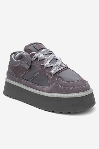Luvishoes Raven Gri Süet Hakiki Deri Kadın Platform Sneaker Gri