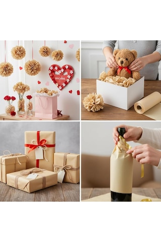 Kraft Pelur Kağıt - Hediye Ve Çiçek Paketleme Kağıdı, 25 Li Paket, 50x70 Cm