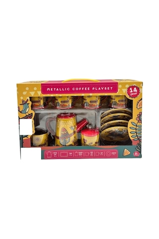 14 Parça Oyuncak Metal Çay Seti