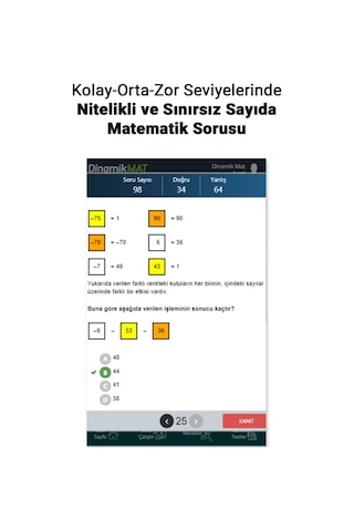 8. Sınıf Sonsuz Sayıda Soru Üreten Matematik Soru Bankası Uygulaması (Sadece Dijital Lisans)