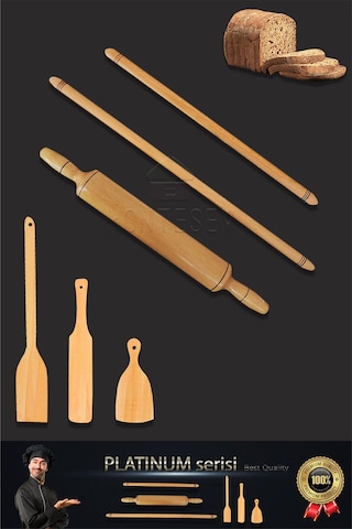 Platinum Serisi Ahşap Hamur Açma Oklavası Merdane Börek Seti 6 Lı