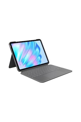 Logitech Combo Touch 11 İnç Apple Uyumlu iPad Air M2 İle Türkçe Klavyeli Tablet Kılıfı - Gri
