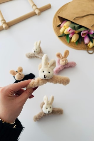 Miniğimin Cicileri Tavşan Figürlü Kız Çocuk Peluş Mandal Toka - Camel Miniğimin Cicileri Tavşan Figürlü Kız Çocuk Peluş Mandal Toka - Camel